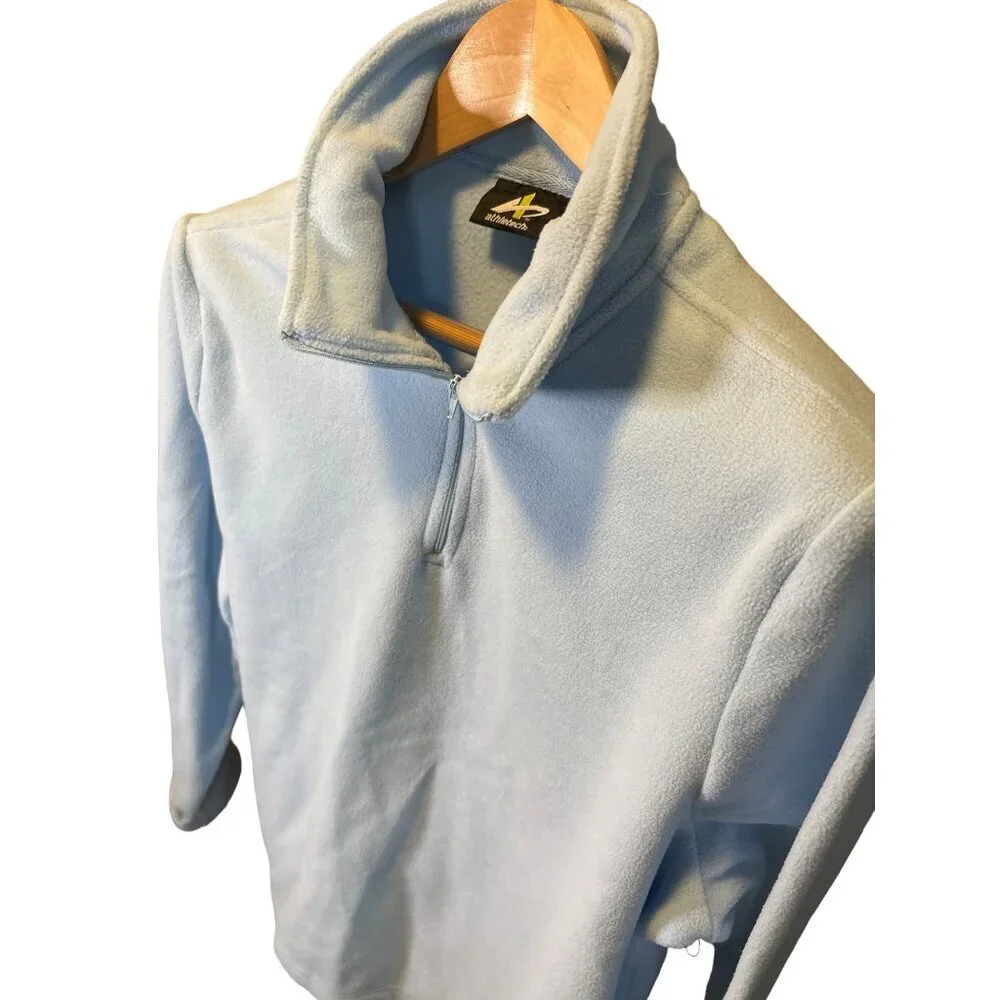 Athletech Light Blue Fleece Pullover Half Zip 100% Polyester Sweater Size L - Picture 4 of 6